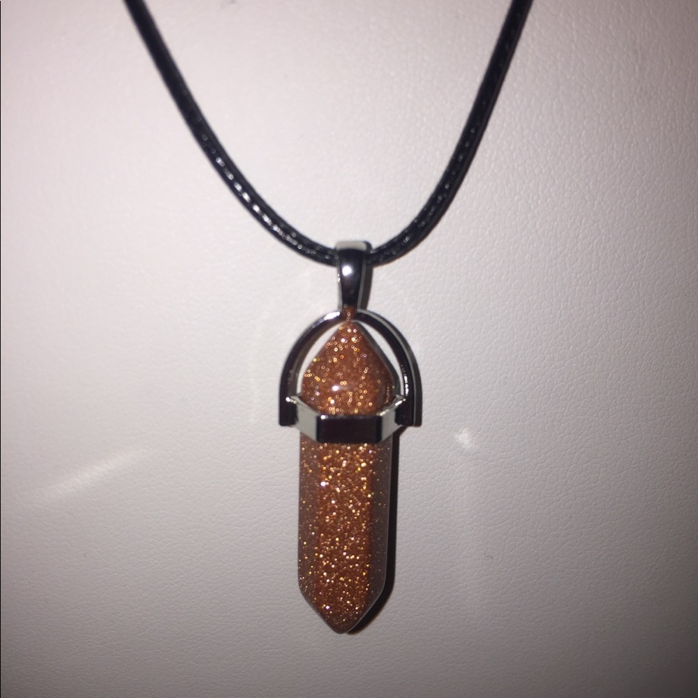 Gold Sand Stone Bullet Necklace✨